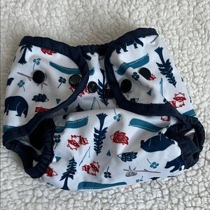 Thirsties Duo Wrap Navy and Red Forest Print Baby Diaper Cover Size 0-9 Months
